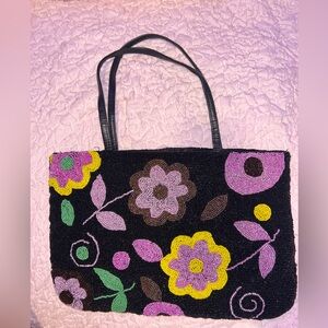 Floral Beaded Purss- Black and Multicolor